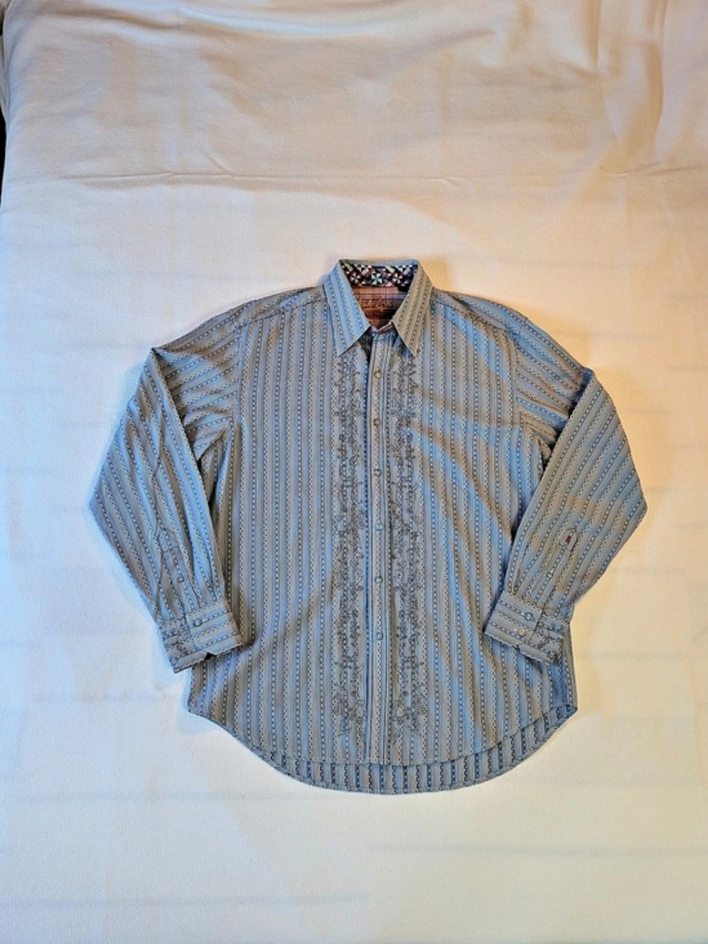 Robert Graham Men's Striped Cotton Shirt in Blue & White
